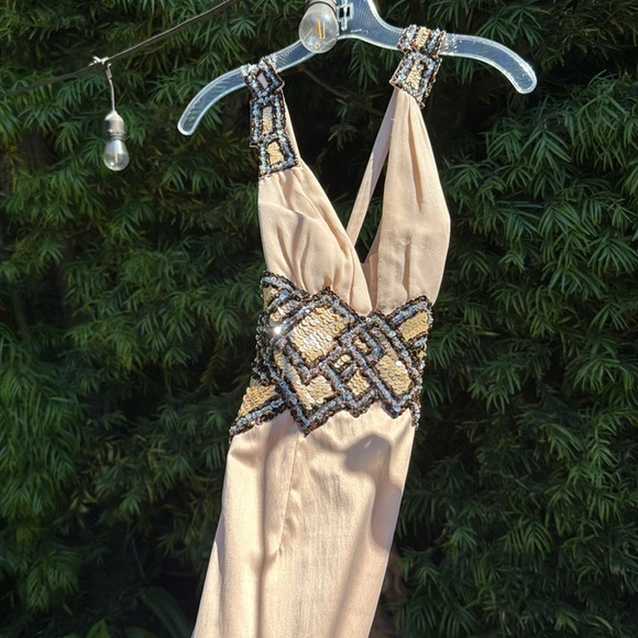 Mandalay Champagne  blush Halter Maxi Dress - Picture 10 of 13